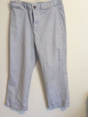 Light Blue Pinstripe Cropped Pants